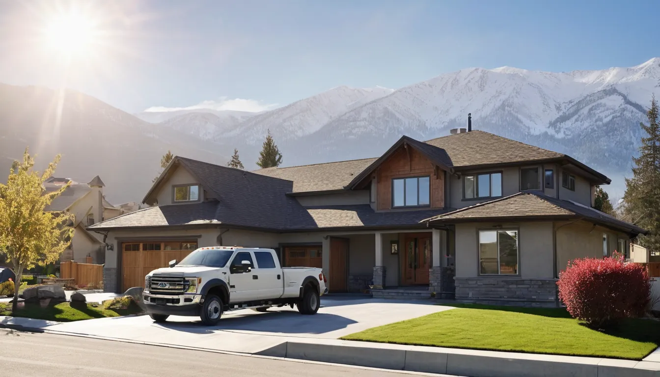 A septic service truck parked beside a tidy home in Broomfield on a clear day
